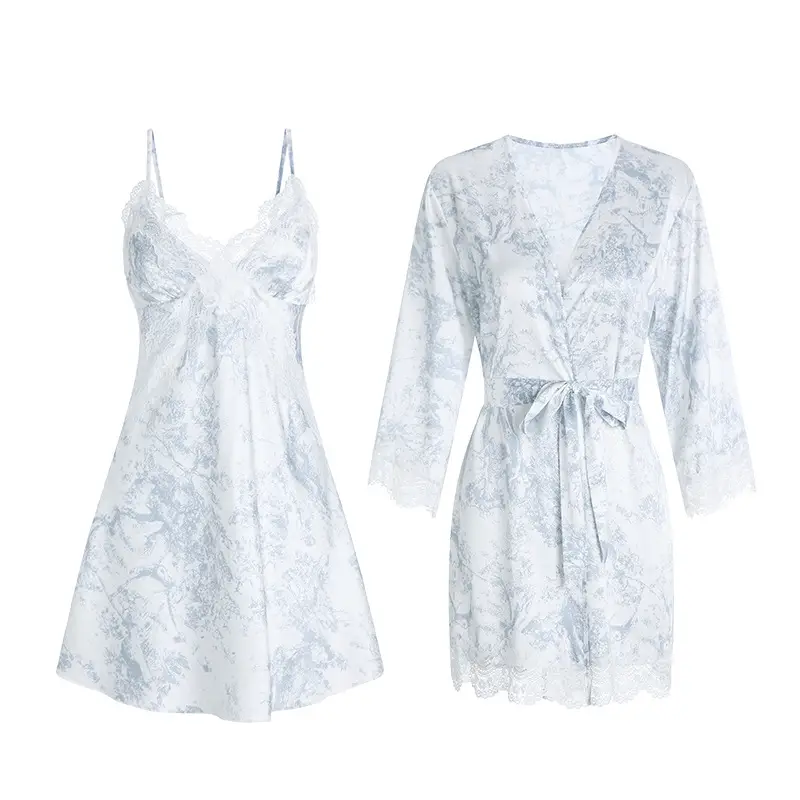 Guiruo Lace Nightgown Belt Gown Women's 3809 - Image 7