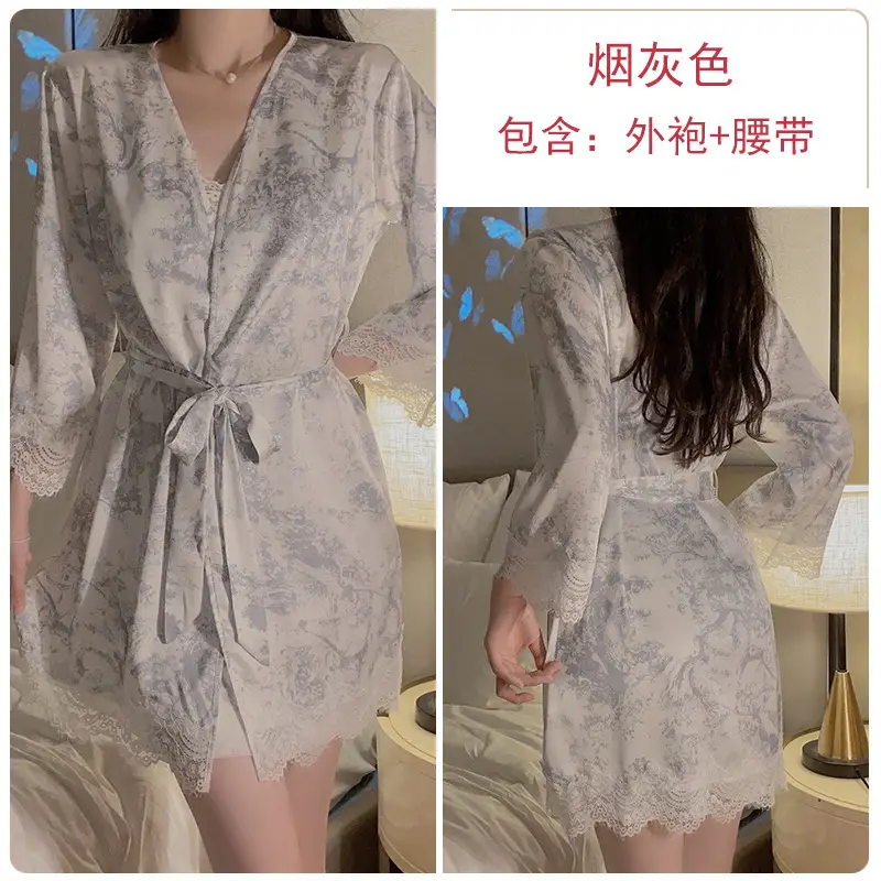Guiruo Lace Nightgown Belt Gown Women's 3809 - Image 2