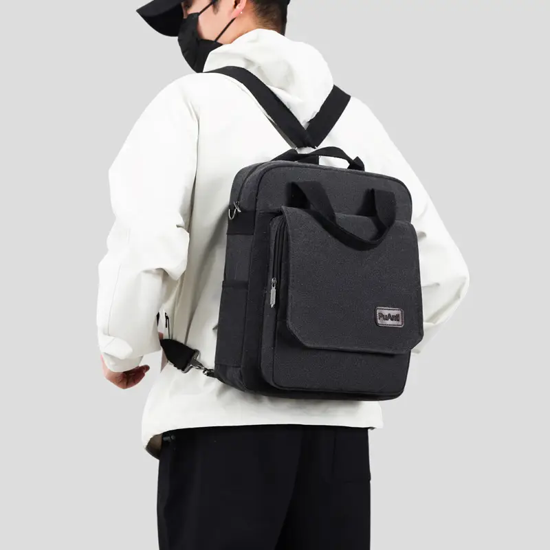New Men's Canvas Crossbody Bag Tan Three Use - Image 6