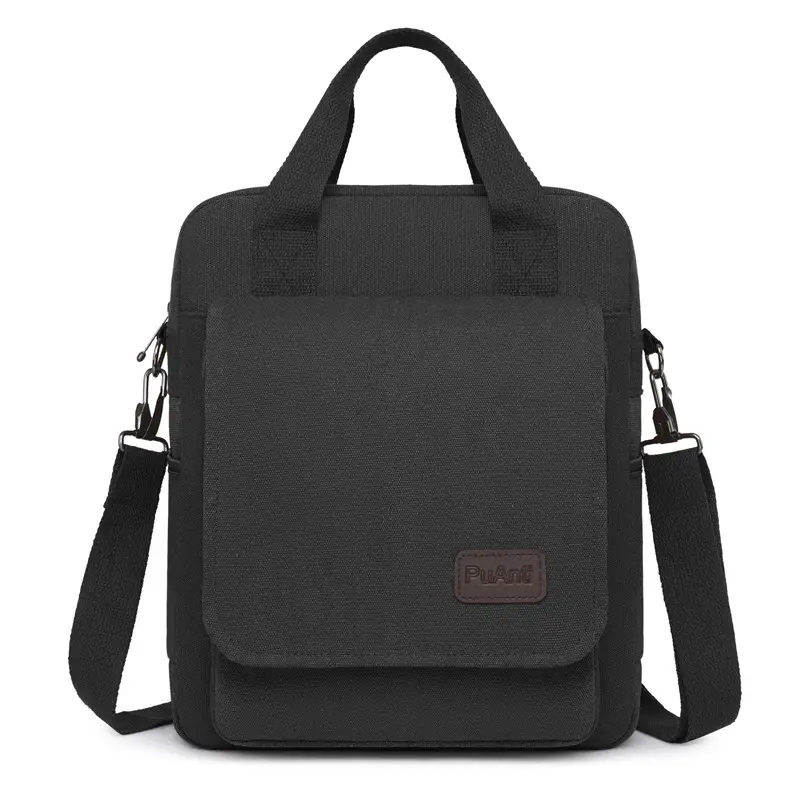 New Men's Canvas Crossbody Bag Tan Three Use - Image 9