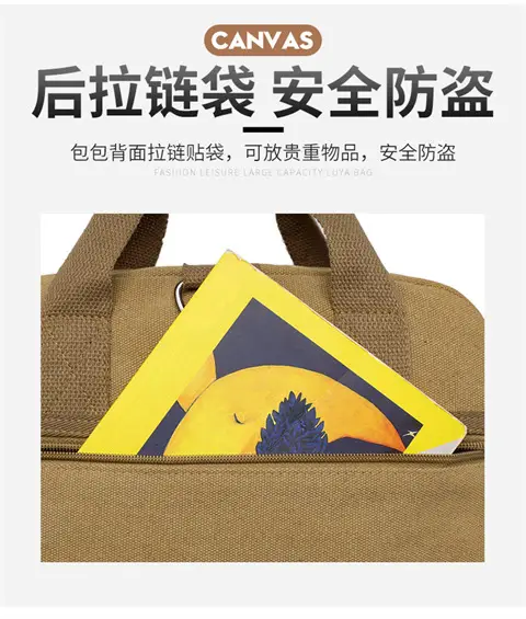 New Men's Canvas Crossbody Bag Tan Three Use — feature 10