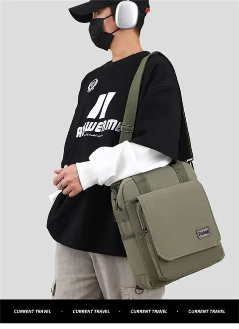 New Men's Canvas Crossbody Bag Tan Three Use — feature 13