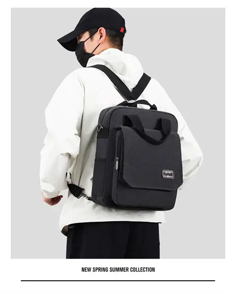 New Men's Canvas Crossbody Bag Tan Three Use — feature 21