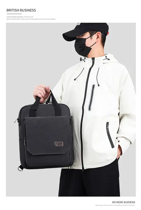 New Men's Canvas Crossbody Bag Tan Three Use — feature 22