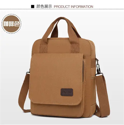 New Men's Canvas Crossbody Bag Tan Three Use — feature 23