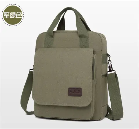 New Men's Canvas Crossbody Bag Tan Three Use — feature 24