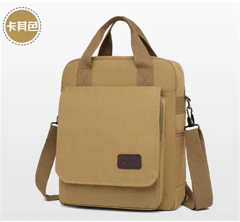 New Men's Canvas Crossbody Bag Tan Three Use — feature 25