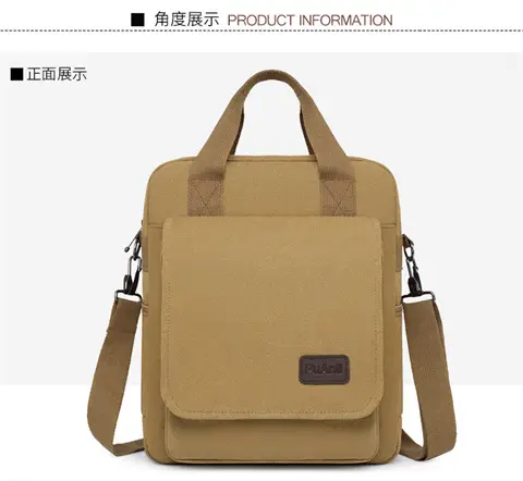New Men's Canvas Crossbody Bag Tan Three Use — feature 27