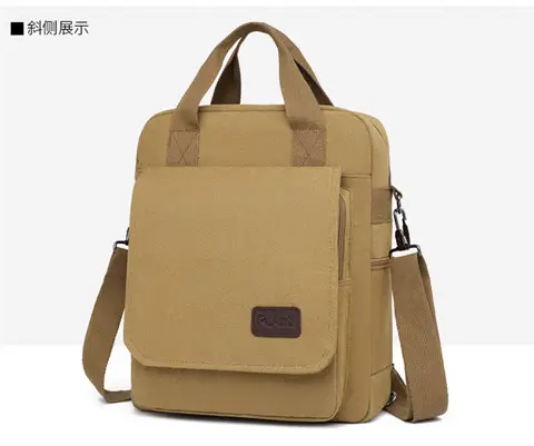 New Men's Canvas Crossbody Bag Tan Three Use — feature 29