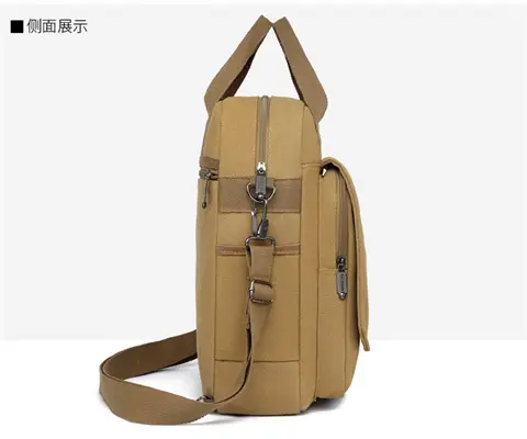 New Men's Canvas Crossbody Bag Tan Three Use — feature 30