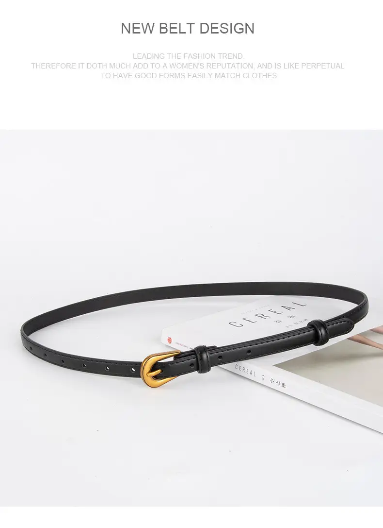 Black Leather Belt with Gold Buckle for Women — feature 11