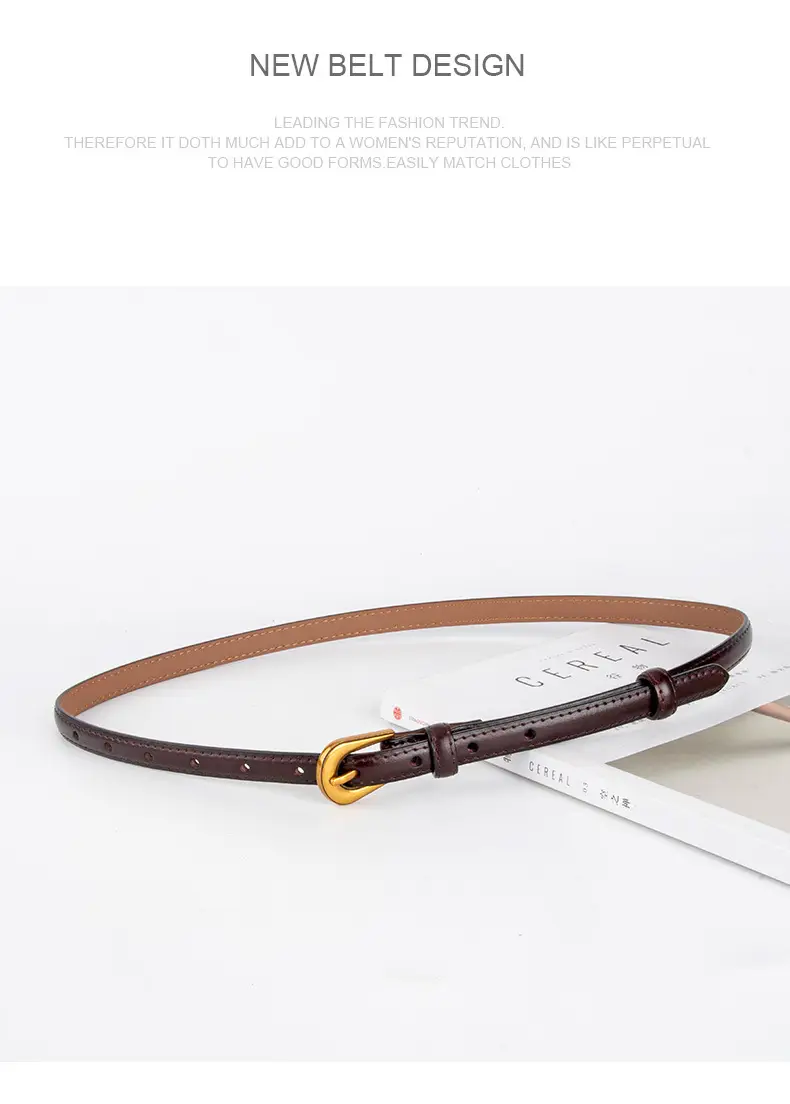 Black Leather Belt with Gold Buckle for Women — feature 12
