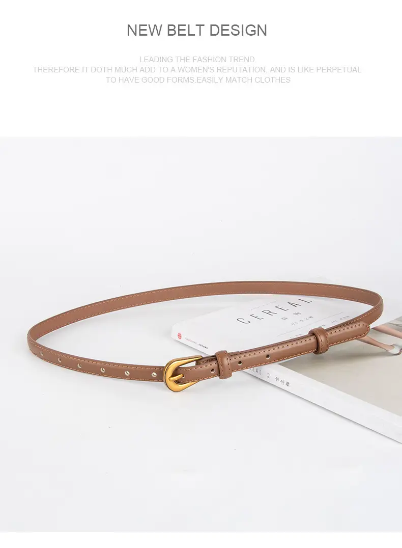 Black Leather Belt with Gold Buckle for Women — feature 13