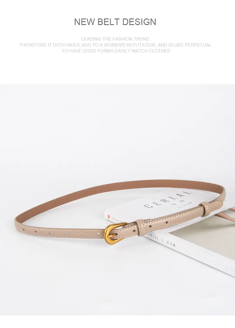 Black Leather Belt with Gold Buckle for Women — feature 14