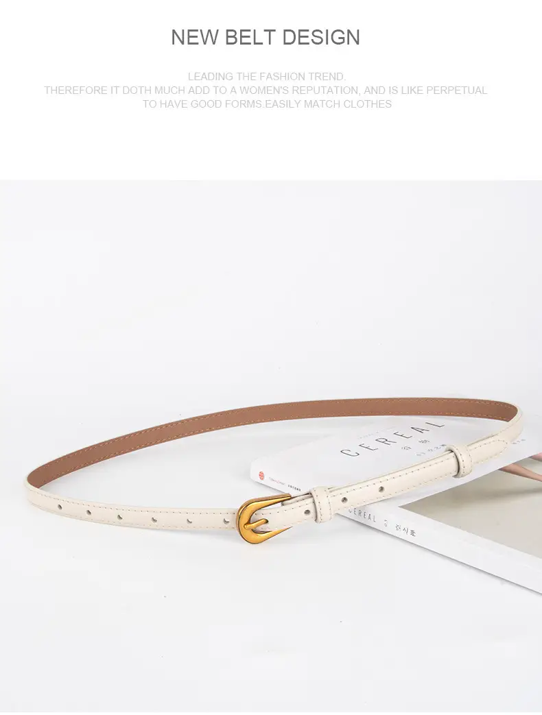 Black Leather Belt with Gold Buckle for Women — feature 15