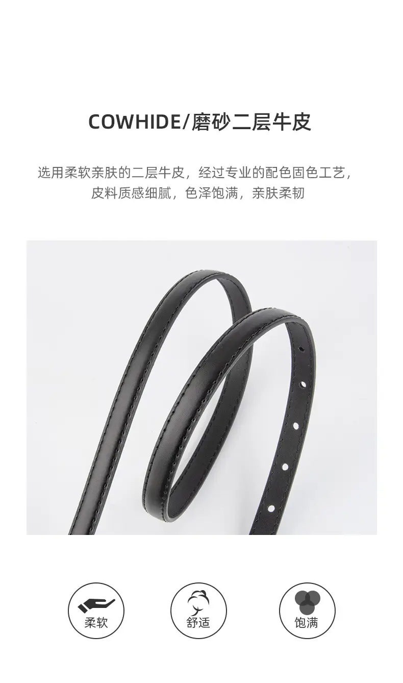 Black Leather Belt with Gold Buckle for Women — feature 5
