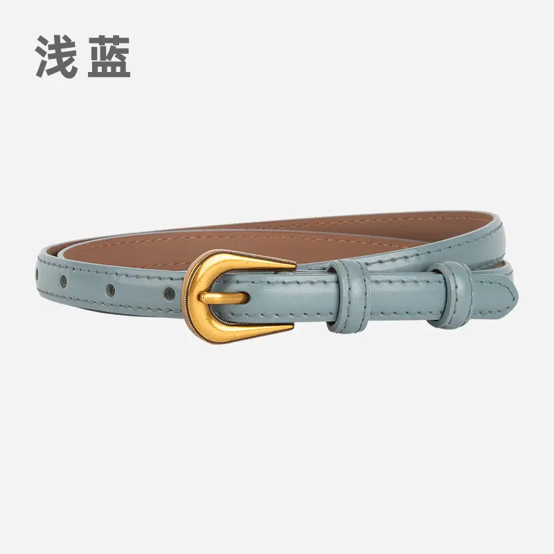 Black Leather Belt with Gold Buckle for Women - Image 10