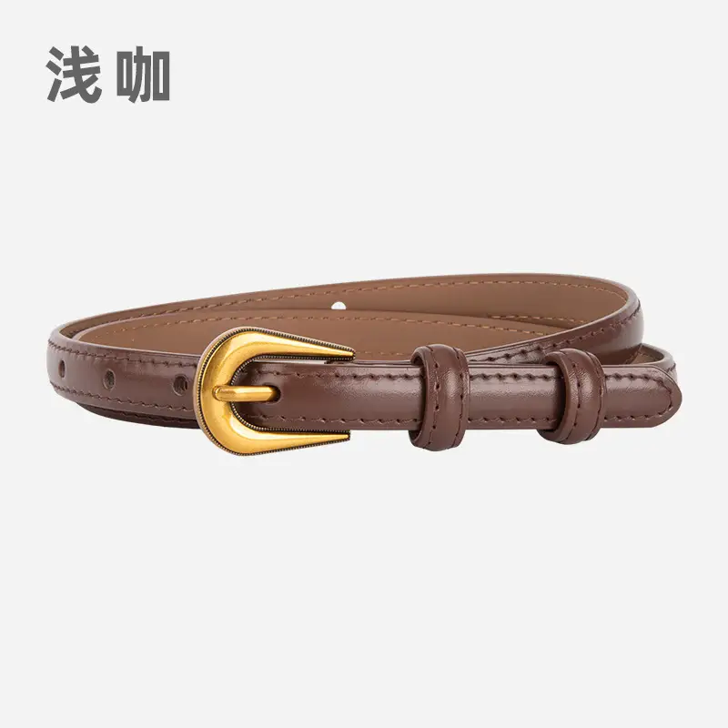Black Leather Belt with Gold Buckle for Women - Image 11