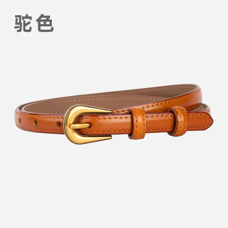 Black Leather Belt with Gold Buckle for Women - Image 12
