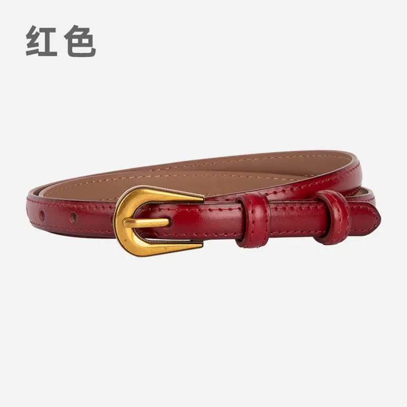 Black Leather Belt with Gold Buckle for Women - Image 3
