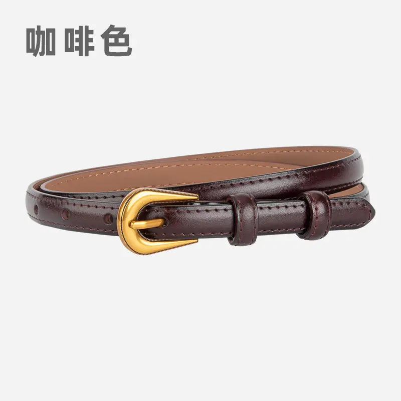 Black Leather Belt with Gold Buckle for Women - Image 6