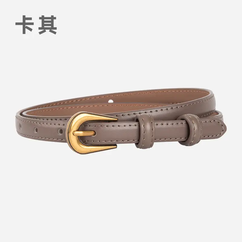Black Leather Belt with Gold Buckle for Women - Image 7