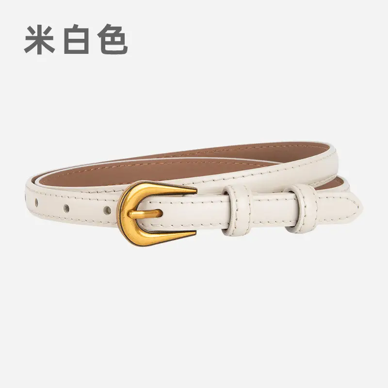Black Leather Belt with Gold Buckle for Women - Image 8