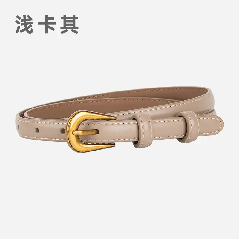 Black Leather Belt with Gold Buckle for Women - Image 9