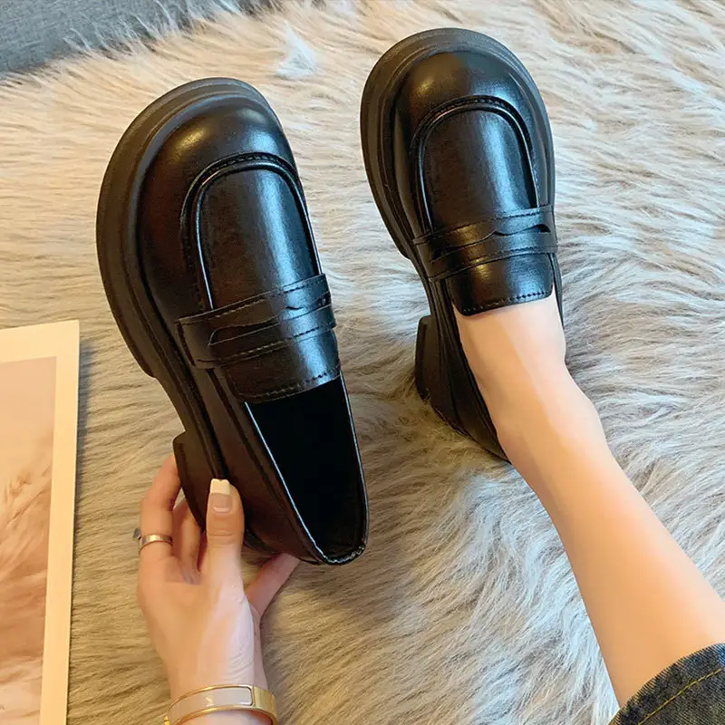 Japanese Small Leather Shoes Women's 2025 Autumn New British Style Black Platform Loafers One-Pedal JK Uniform Shoes - Image 4
