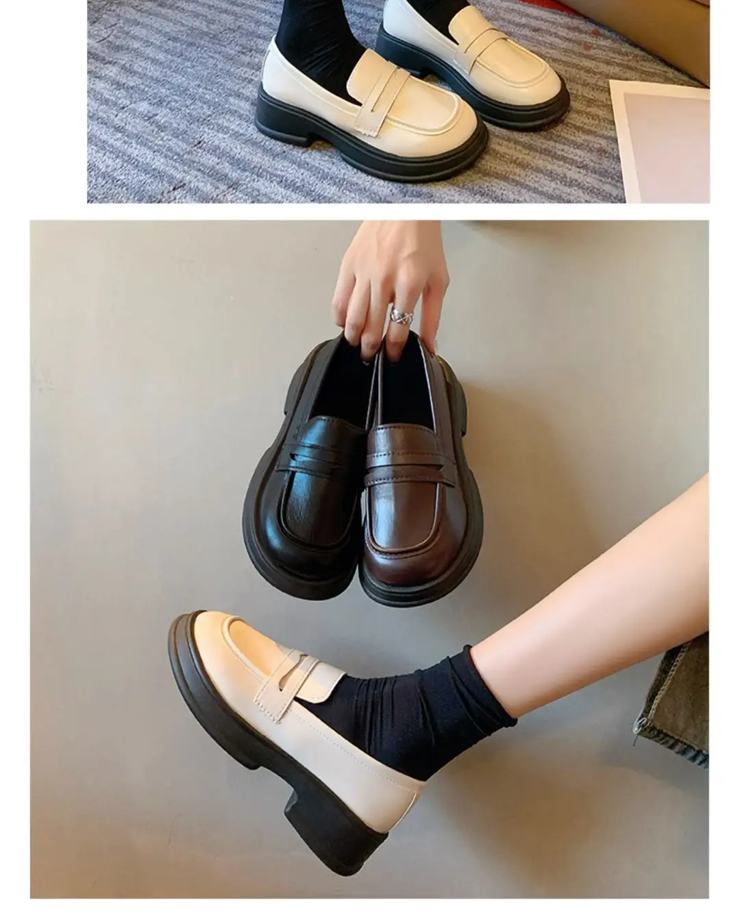 Japanese Small Leather Shoes Women's 2025 Autumn New British Style Black Platform Loafers One-Pedal JK Uniform Shoes — feature 10
