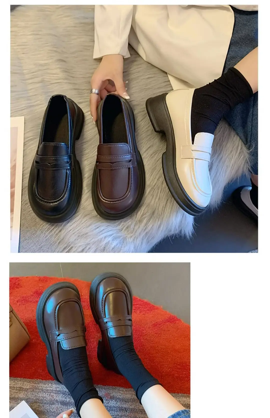 Japanese Small Leather Shoes Women's 2025 Autumn New British Style Black Platform Loafers One-Pedal JK Uniform Shoes — feature 11