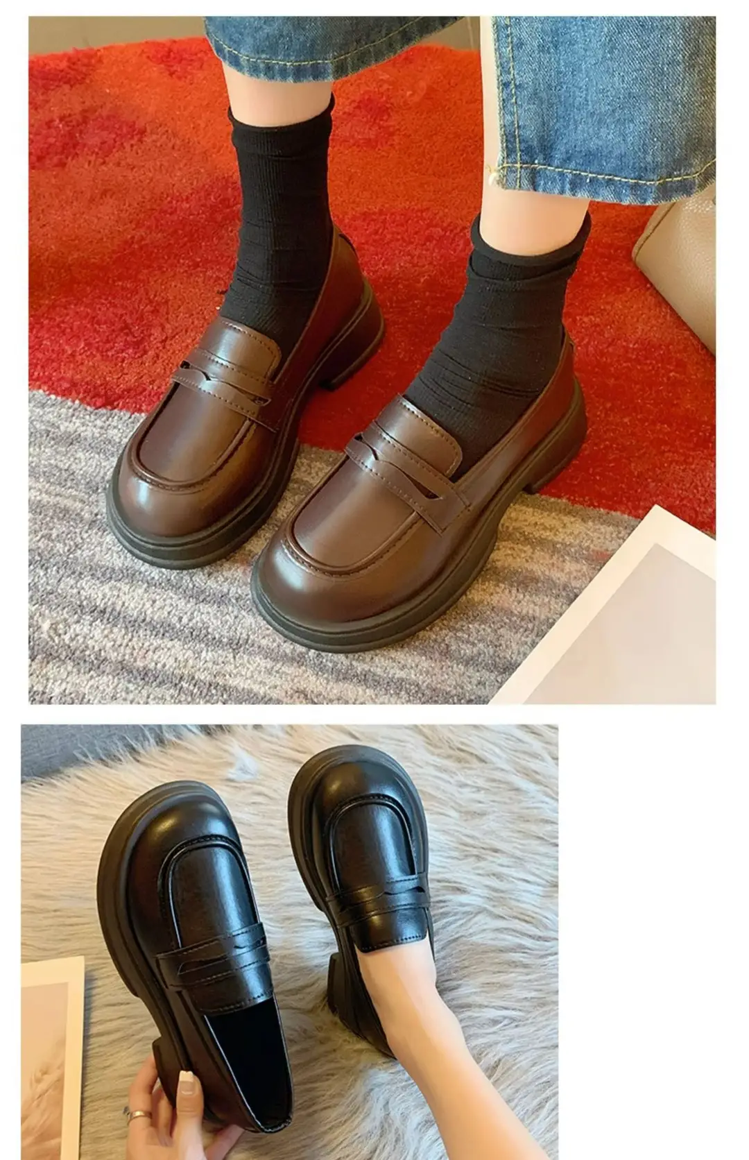 Japanese Small Leather Shoes Women's 2025 Autumn New British Style Black Platform Loafers One-Pedal JK Uniform Shoes — feature 14