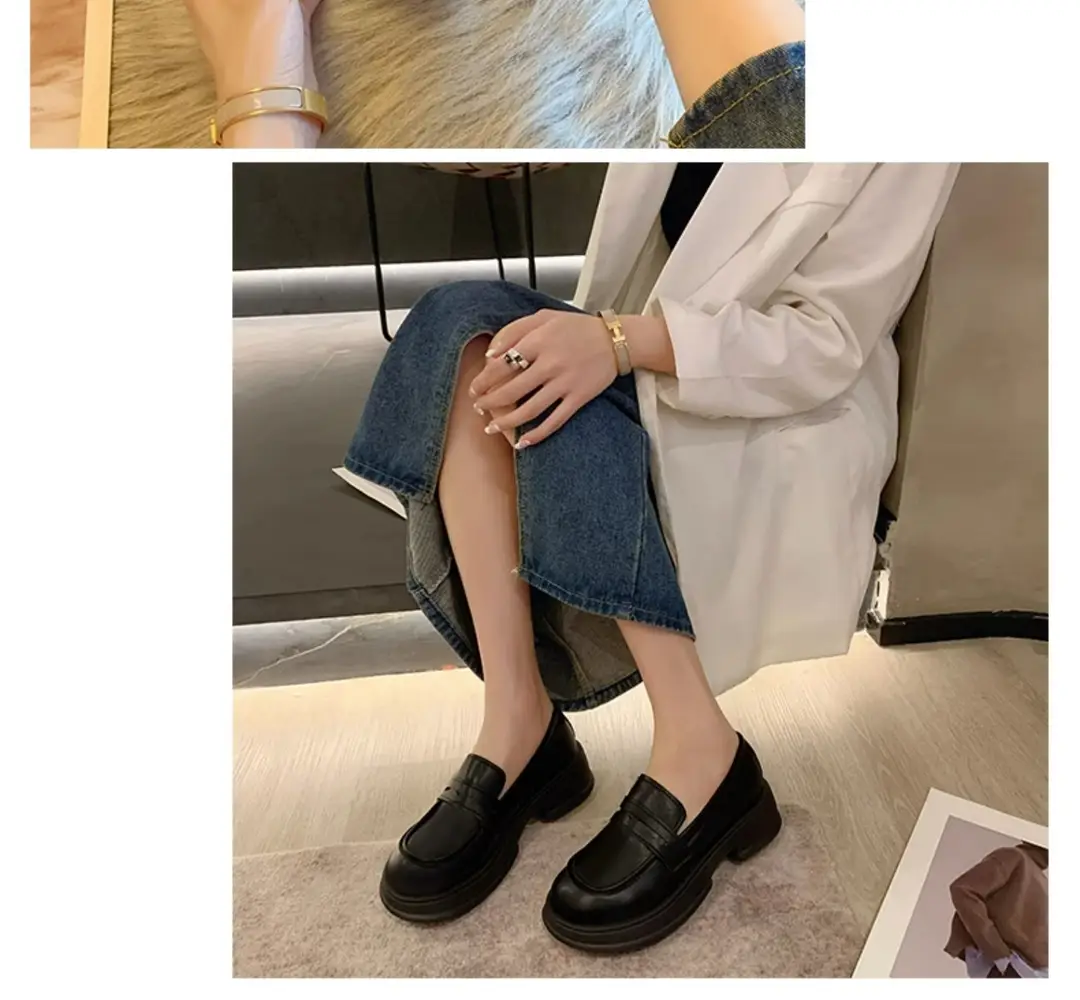 Japanese Small Leather Shoes Women's 2025 Autumn New British Style Black Platform Loafers One-Pedal JK Uniform Shoes — feature 15