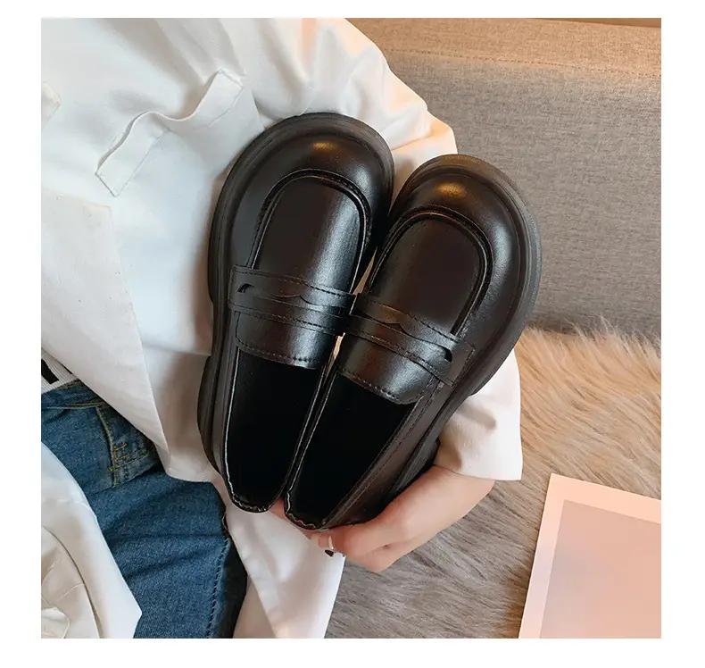 Japanese Small Leather Shoes Women's 2025 Autumn New British Style Black Platform Loafers One-Pedal JK Uniform Shoes — feature 24