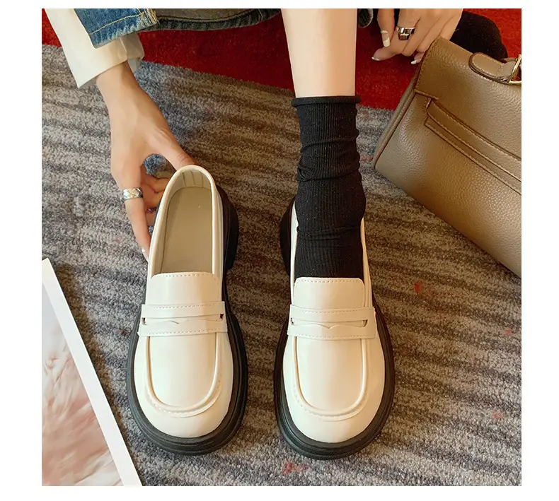 Japanese Small Leather Shoes Women's 2025 Autumn New British Style Black Platform Loafers One-Pedal JK Uniform Shoes — feature 7