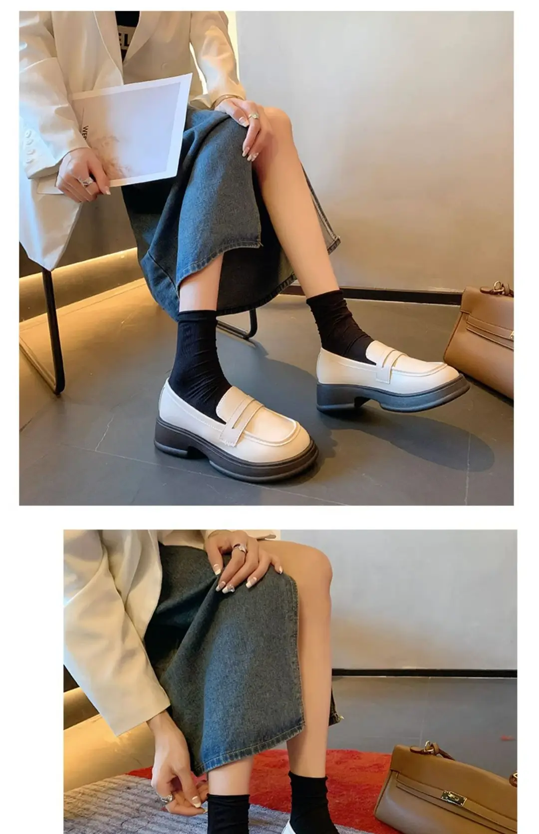 Japanese Small Leather Shoes Women's 2025 Autumn New British Style Black Platform Loafers One-Pedal JK Uniform Shoes — feature 9