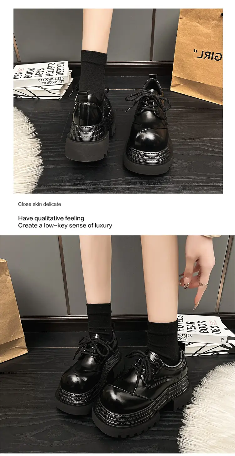 Retro British Style Loafers 2025 Early Spring New Style Platform Bottom Increased Thick Bottom All-match Color-polished Leather Shoes Women's Shoes — feature 13