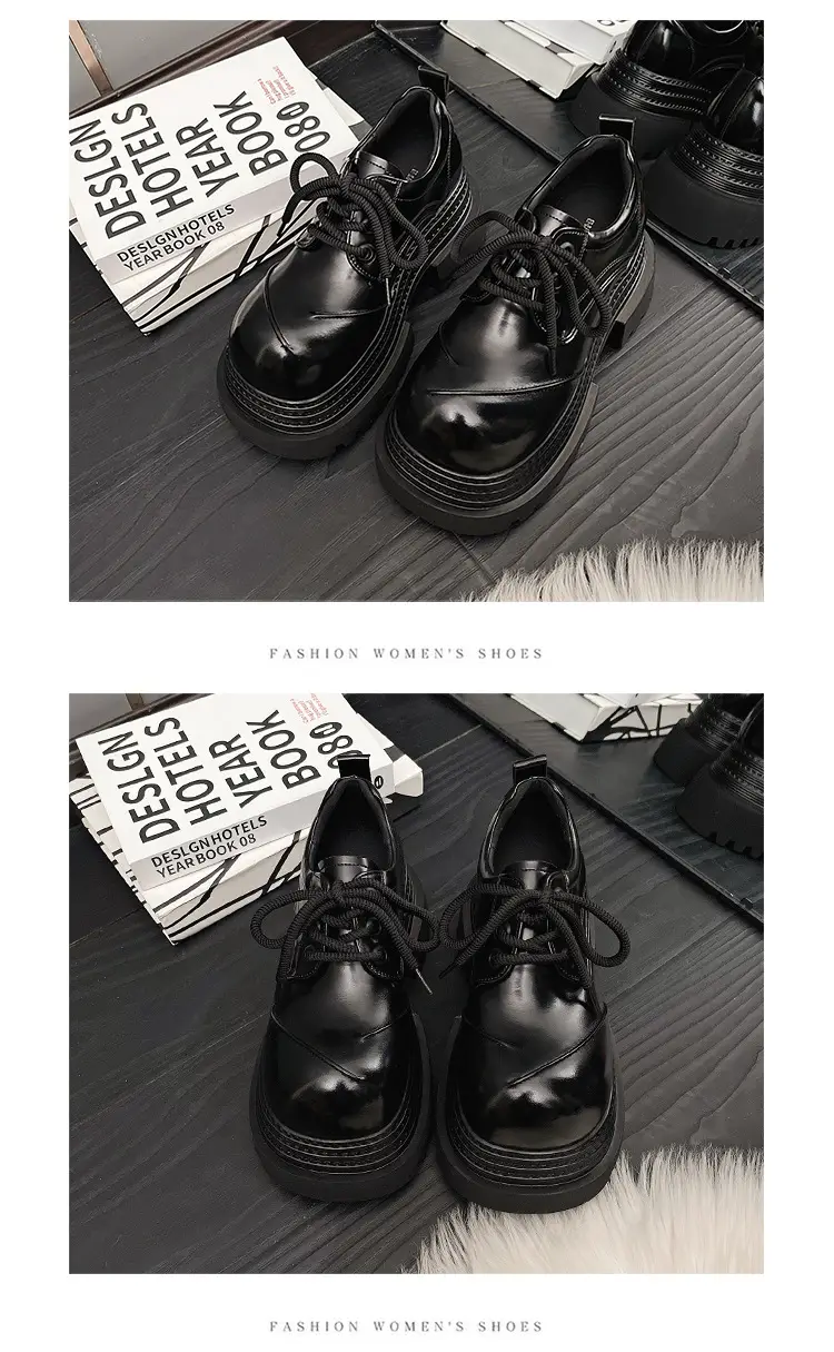 Retro British Style Loafers 2025 Early Spring New Style Platform Bottom Increased Thick Bottom All-match Color-polished Leather Shoes Women's Shoes — feature 24