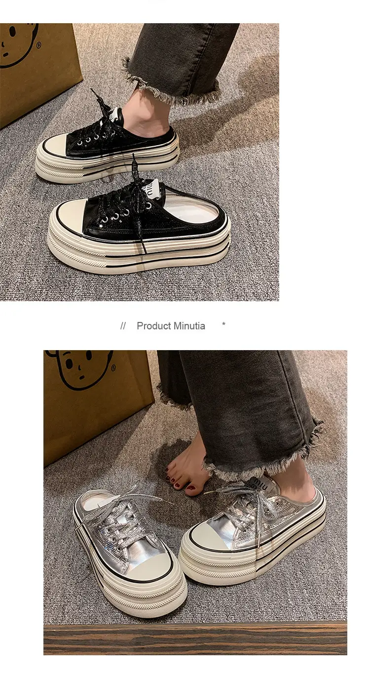 Women's Transparent Canvas Platform Sneakers White Thick Sole — feature 11