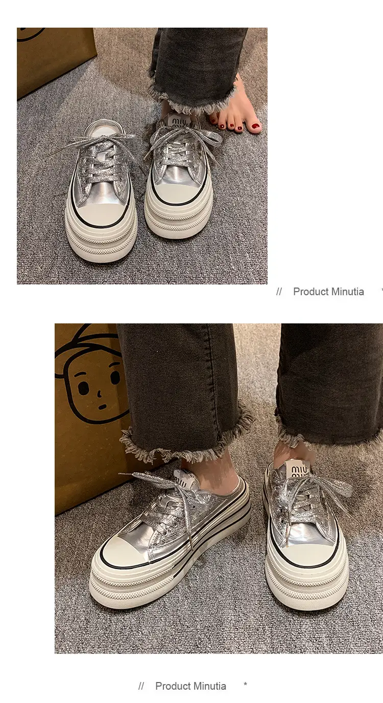 Women's Transparent Canvas Platform Sneakers White Thick Sole — feature 12
