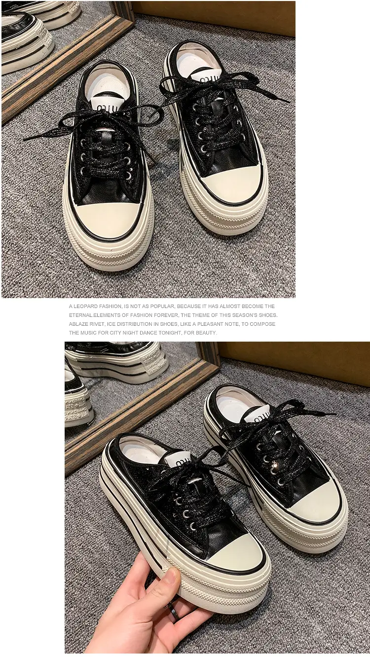 Women's Transparent Canvas Platform Sneakers White Thick Sole — feature 18