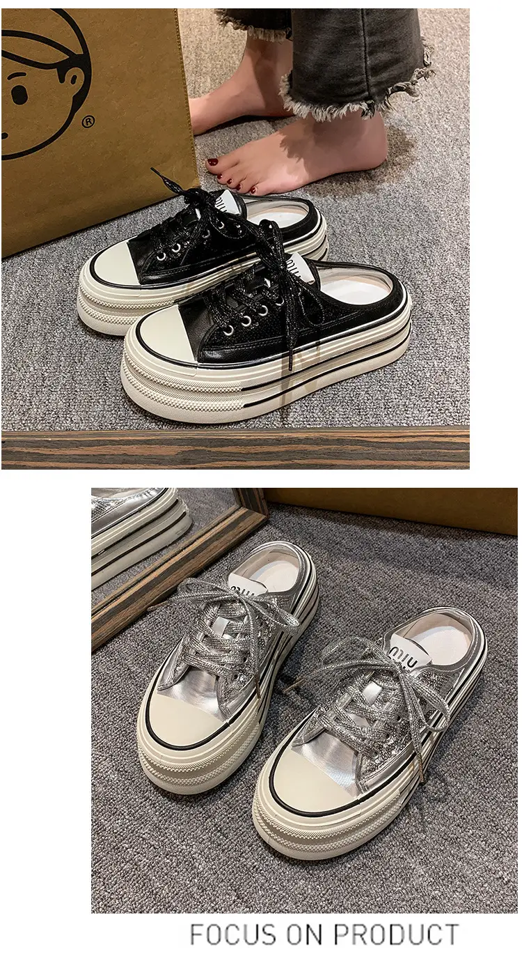 Women's Transparent Canvas Platform Sneakers White Thick Sole — feature 19