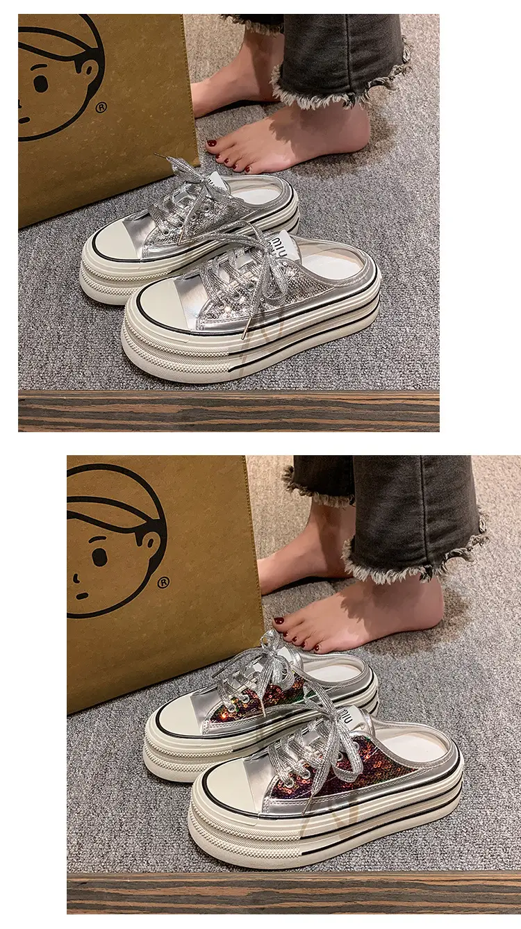 Women's Transparent Canvas Platform Sneakers White Thick Sole — feature 21