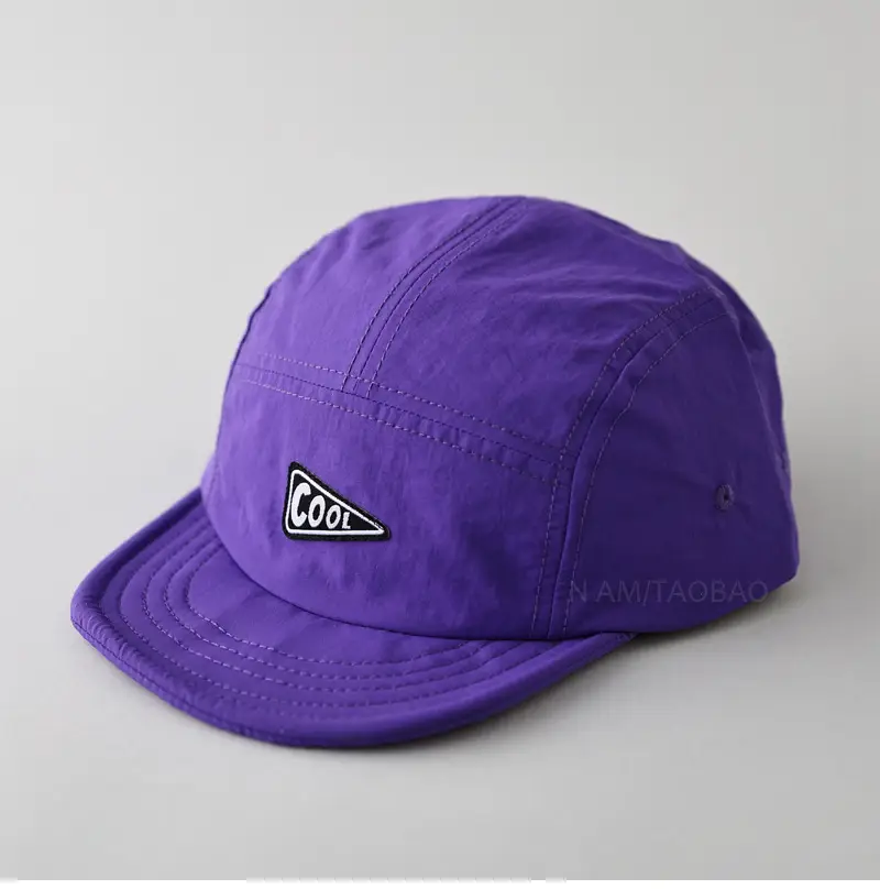 Purple Cotton Baseball Cap with Logo and Eave - Image 8