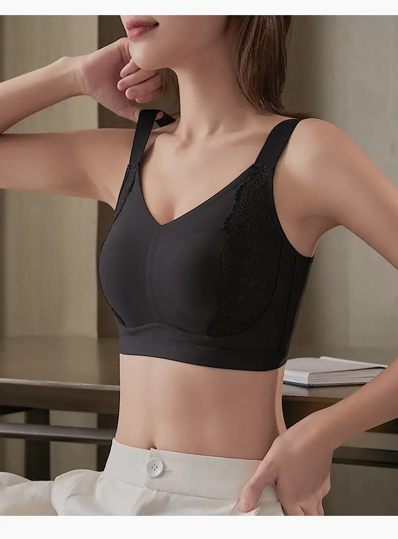 Original Dame Big Chest Small No Mark Naked Sense Underwear Women's plus size No Steel Rings Rabbit Ear Cup Bra Pull-up Anti-sagging — feature 24