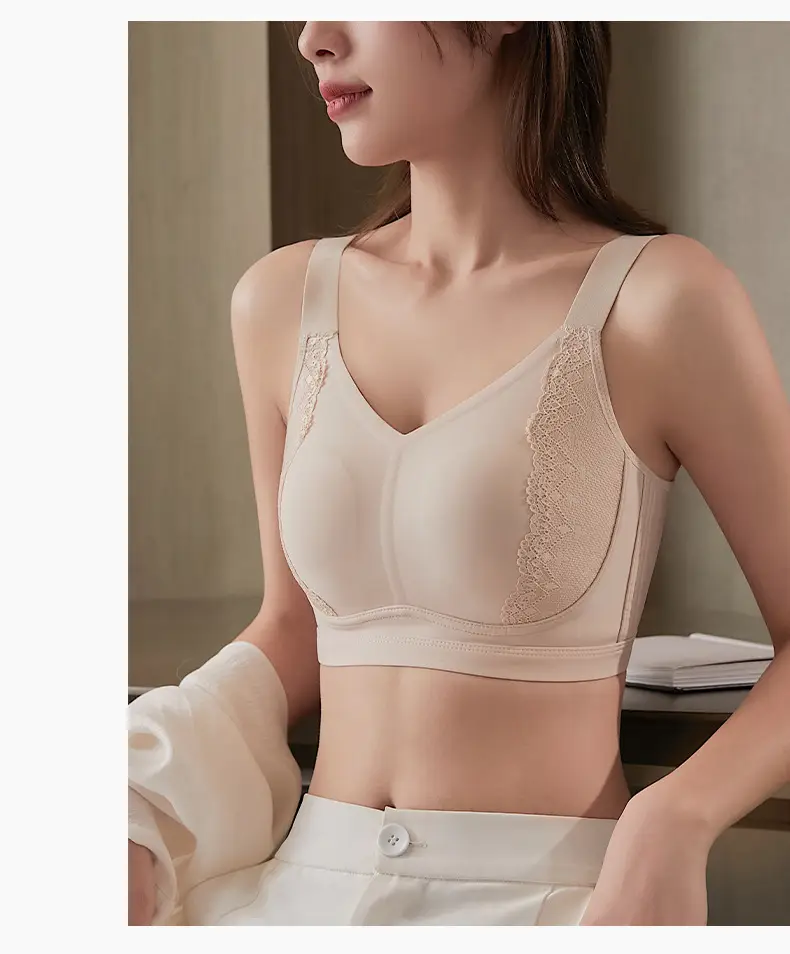 Original Dame Big Chest Small No Mark Naked Sense Underwear Women's plus size No Steel Rings Rabbit Ear Cup Bra Pull-up Anti-sagging — feature 25