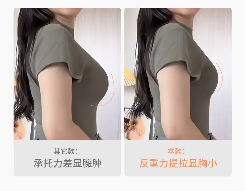 Original Dame Big Chest Small No Mark Naked Sense Underwear Women's plus size No Steel Rings Rabbit Ear Cup Bra Pull-up Anti-sagging — feature 8