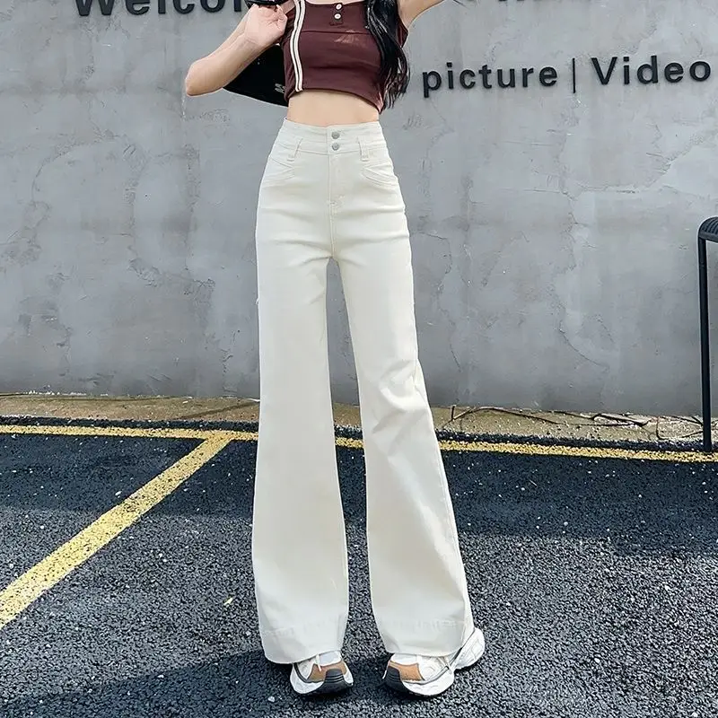 White Wide Leg Pants for Women 2025 Belly Slimming Style