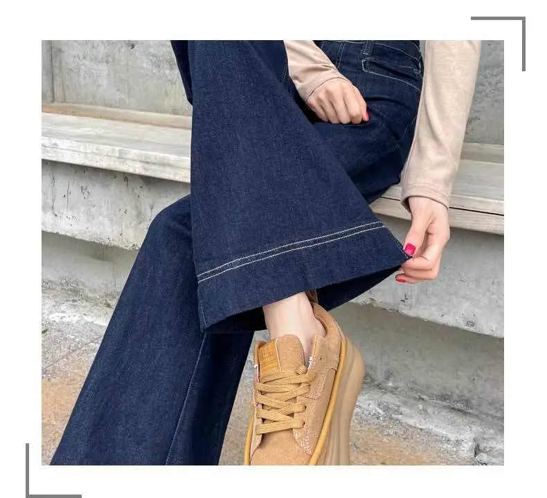 Korean Style Wide Leg Belly Tight Denim Pants Dark Blue 2025 — feature 16