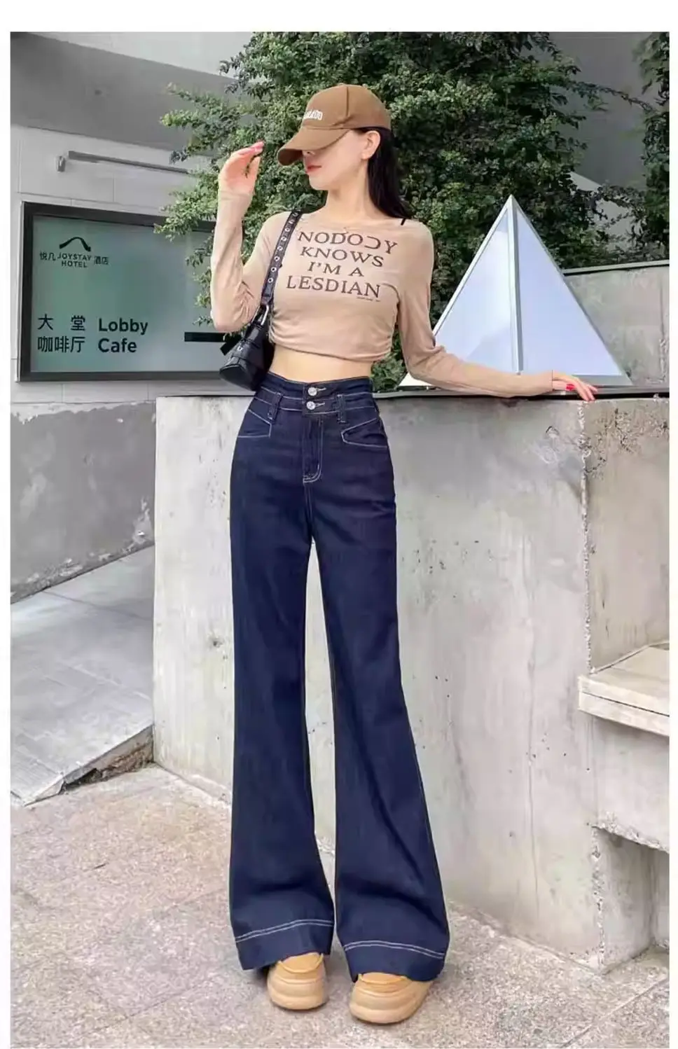 Korean Style Wide Leg Belly Tight Denim Pants Dark Blue 2025 — feature 20